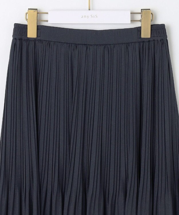 ANY SIS S 【洗える】シャイニープリーツ スカート ネイビー