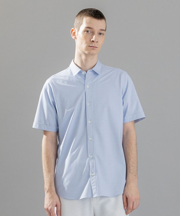 JOSEPH HOMME 新素材【洗える/ストレッチ】ハイゲージコットンジャージー 　レギュラーカラーシャツ サックスブルー系