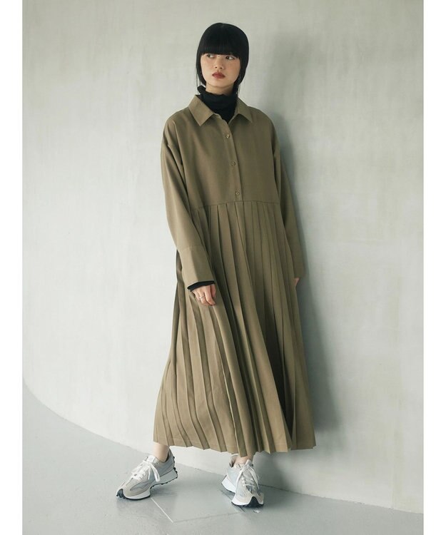 Green Parks armonia．プリーツシャツワンピース Beige