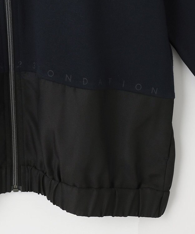 23区GOLF 【23Fondation/WOMEN】コンビ素材 フーディパーカー ブラック系