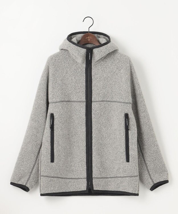 JOSEPH ABBOUD MOUNTAIN 【軽量/リサイクルウール使用】ヘリンボンウールフリース フーディ ライトグレー系