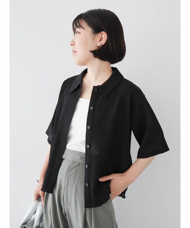 Green Parks BEST PRICE 表面カット衿付シャツ Black