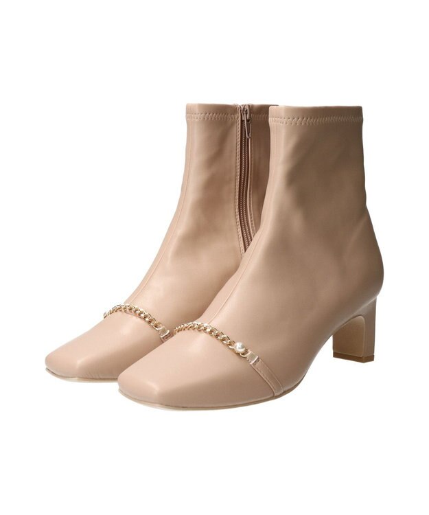 Bridget Birkin 【Bridget Birkin】アクセサリーパールチェーンショートブーツ ベージュ