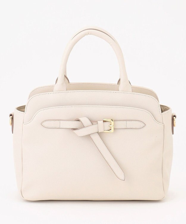 ANY SIS 【2WAY】ベルトバックルラウンドミディトート バッグ アイボリー