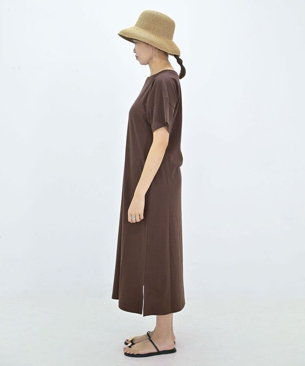 TOQUE 25SS新作〈大草直子さんアドバイザー〉スーピマコットン半袖ロングワンピース ブラウン
