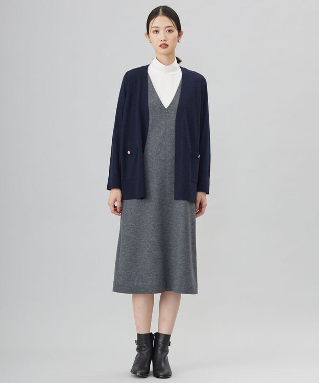 J.PRESS LADIES L 【洗える】ウールスムース ジャンパースカート グレー系