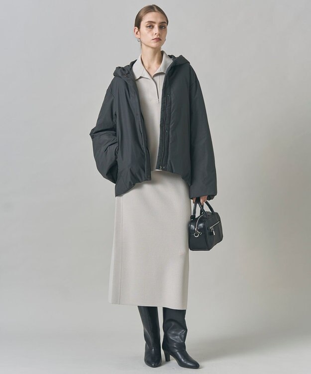 ICB 【WEB限定カラーあり・撥水加工】ADSダウン フーデットミドル丈コート チャコールグレー系