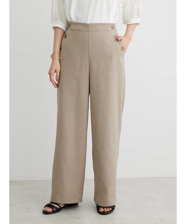 Green Parks ２ｗａｙデザインボタンサス付きパンツ Gray Beige