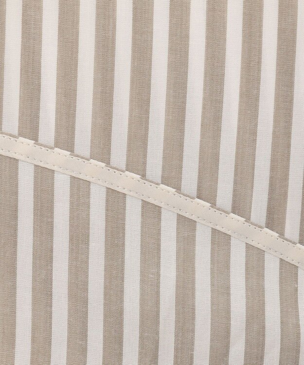 ICB L 【洗える】 キュプラローンストライプ シャツ オリーブストライプ系