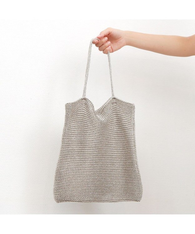 UNBILLION カシュカシュ cachecache / ラメ糸編みトートバッグ シルバー