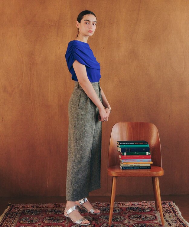 YECCA VECCA シャーリングオフショルニット Blue