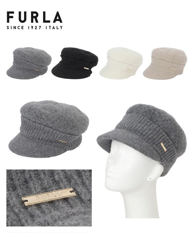 MOONBAT FURLA(フルラ) ラメ折り返しニットキャスケット【日本製】 グレー