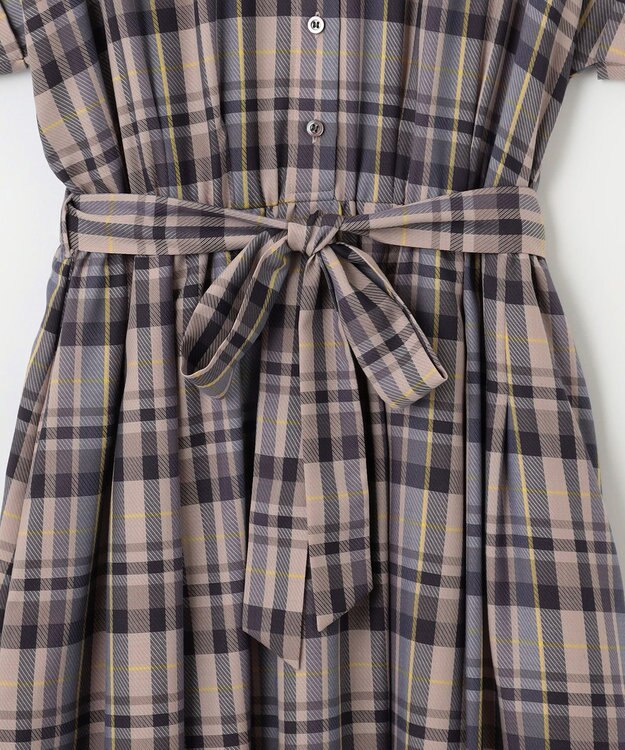 組曲 【リボンタイ付き】シアーツイルチェック ワンピース パープル系3