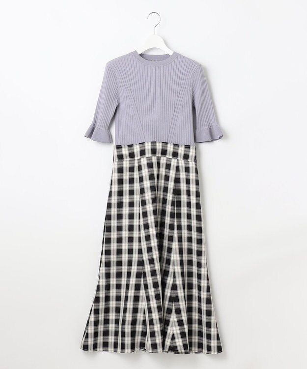 Feroux 【洗える】ニットコンビ ワンピース ブラック系2