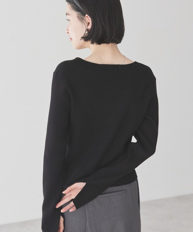 AMERICAN HOLIC スクエアリブニットカーディガン Black