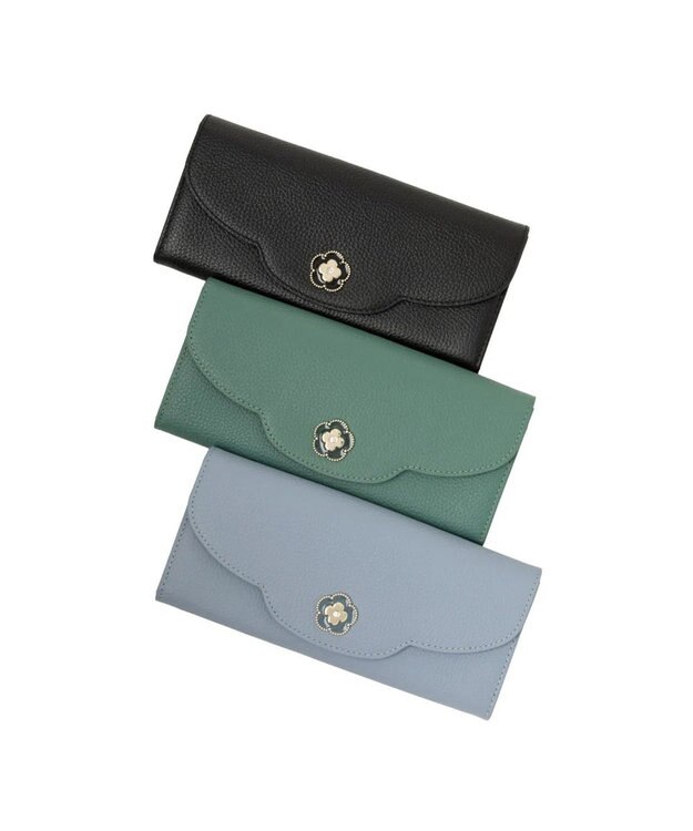 CLATHAS ペルル かぶせ長財布 ブルー