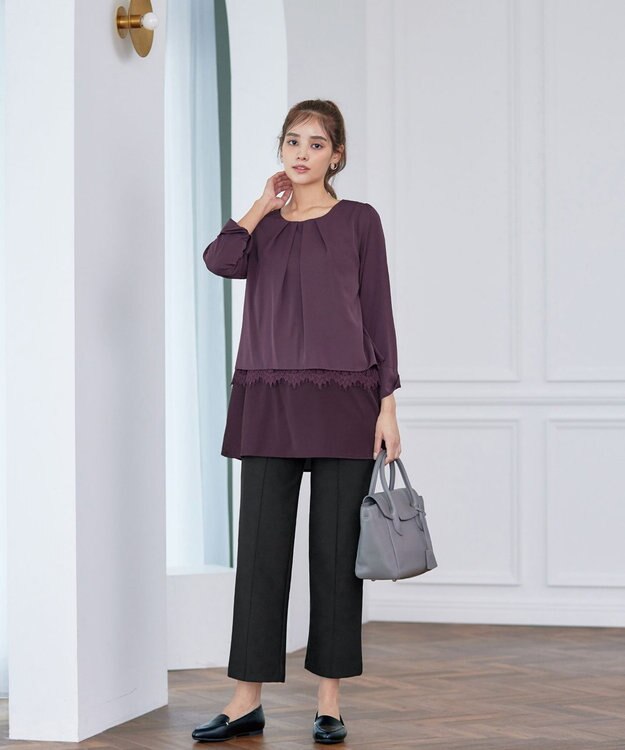 Tiaclasse 【日本製・洗える】すふれ起毛ワイドパンツ ブラック