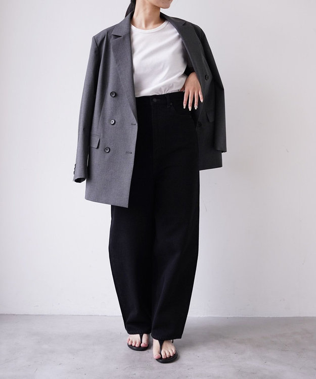 woadblue 石岡真実さん着用 サルエルブレットデニムパンツ ブラック BLACK