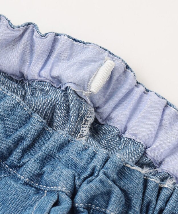 ANY KIDS スカラップ×刺繍デニムパンツ ブルー