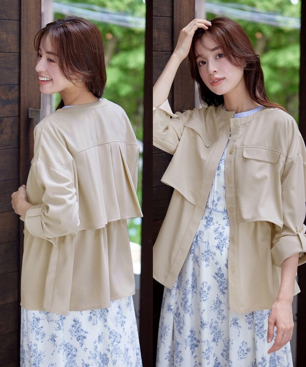 Tiaclasse 【洗える】ドロストレイヤーブルゾン ライトベージュ