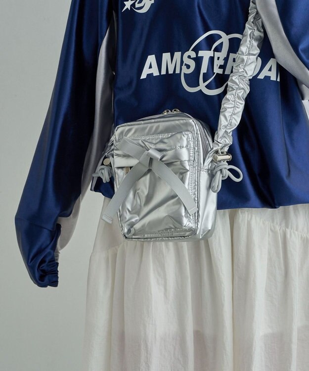 WEGO リボンギャザーミニショルダー シルバー