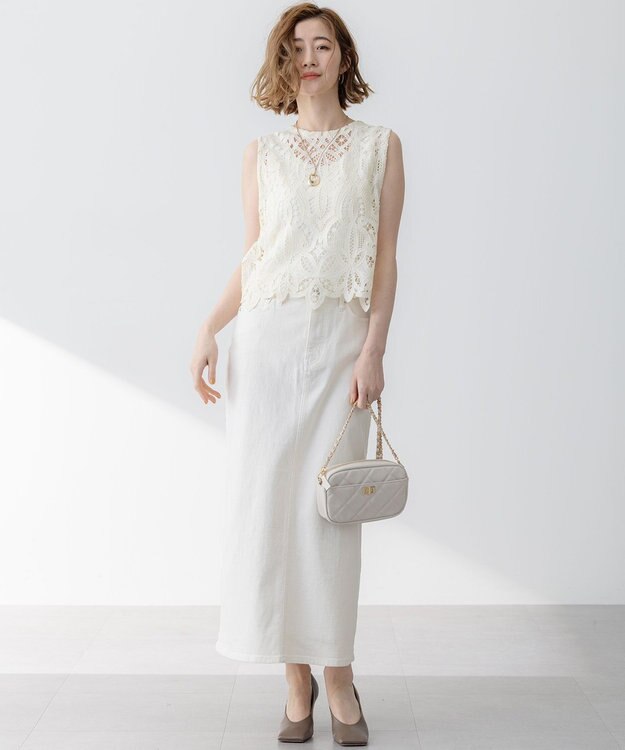 23区 ファスナー キルティング ショルダーバッグ ベージュ系