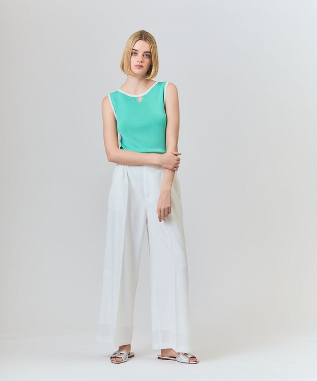 GRACE CONTINENTAL ラインニットノースリーブ ミント