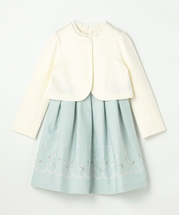 組曲 KIDS 【110-140㎝】 フラワーアーチワンピース＆ボレロジャケットセット ミントグリーン