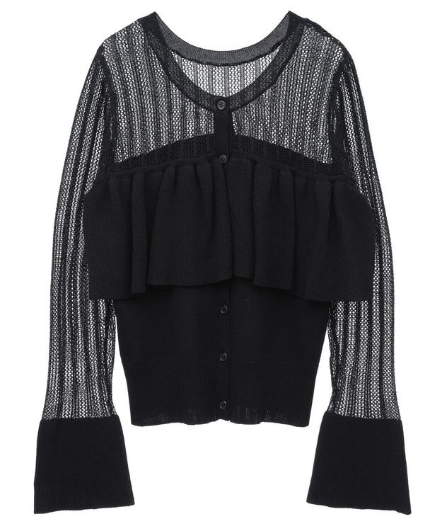 Green Parks ２ＷＡＹ　ラッフル切替ニットトップス Black