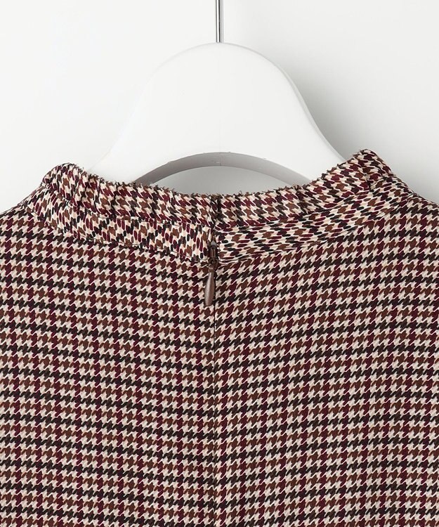 J.PRESS LADIES L デシンハウンドトゥースプリント ワンピース ブラウン系