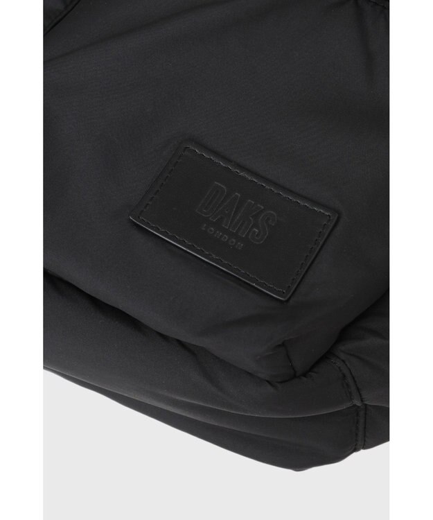 DAKS ナイロン×牛革 ハウスチェックディテール フラップショルダーバッグ ブラック