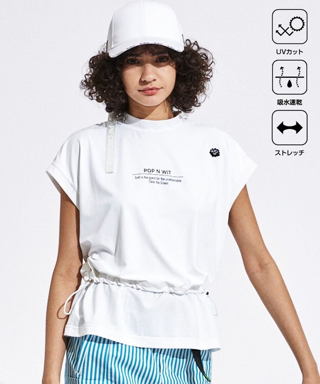 PW CIRCULUS 【UVカット / 吸水速乾 / 伸縮性抜群】【WOMEN】ウエスト切り替えモック T ホワイト系