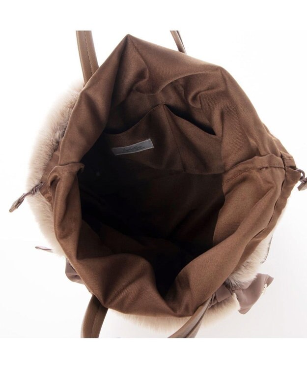 UNBILLION カシュカシュ cachecache / エコファーコンビリボントートバッグ ブラウン