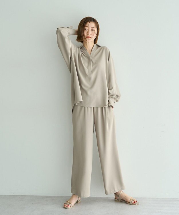 YECCA VECCA 【2点SET】スキッパーデザインセットアップ Gray Beige