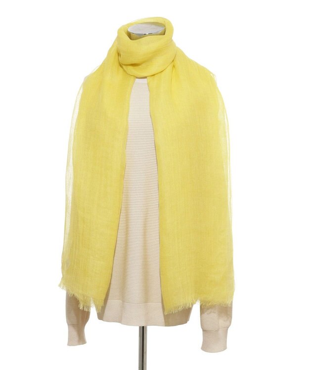 MOONBAT FURLA (フルラ) 無地ストール 麻 カシミヤ  180cm×85cm  手洗い可能 レモンイエロー