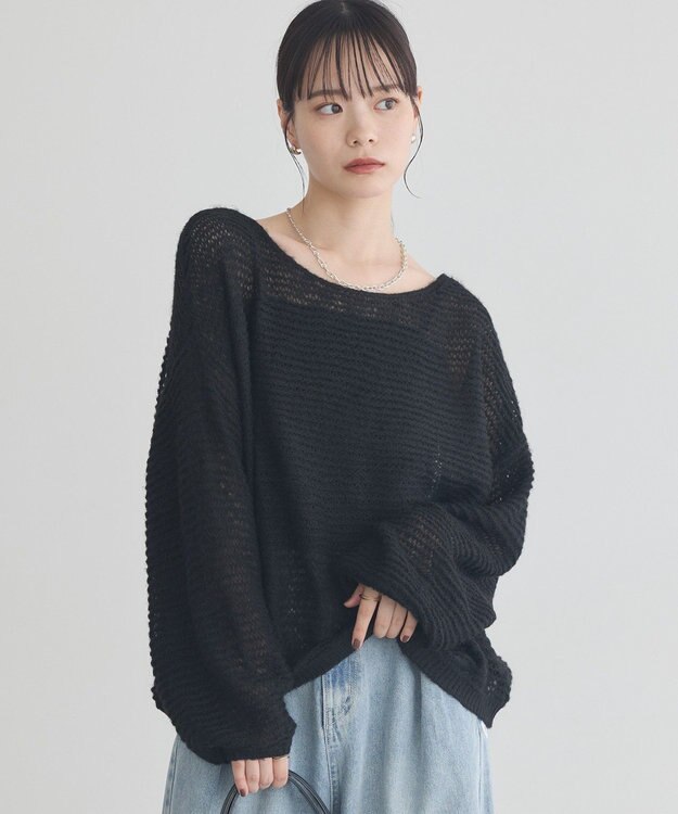 earth music&ecology ふんわりシアープルオーバー Black