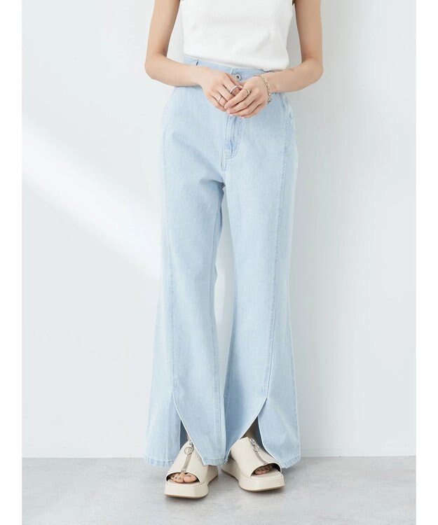 earth music&ecology センタースリットデニムパンツ Light Indigo