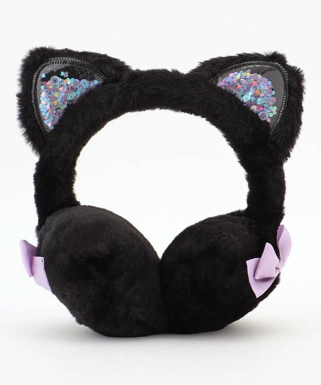 ANY KIDS ふわふわネコミミイヤーマフ ブラック