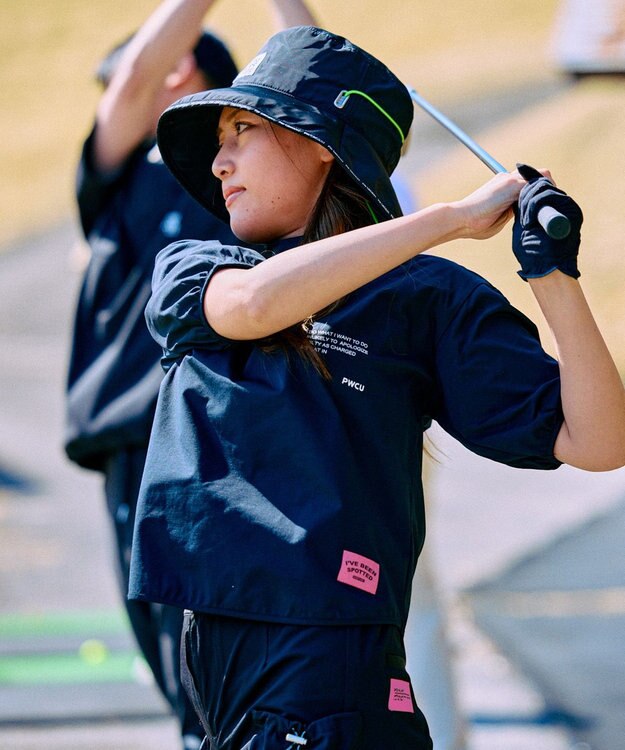 PW CIRCULUS 【WOMEN】ギャザリングシャツ  ゴルフウェア レディース ブラック系