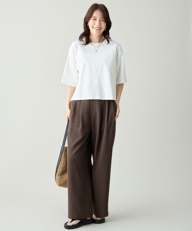 ANY 【Sサイズあり】オーガニックコットンスムース5分袖Tシャツ ホワイト