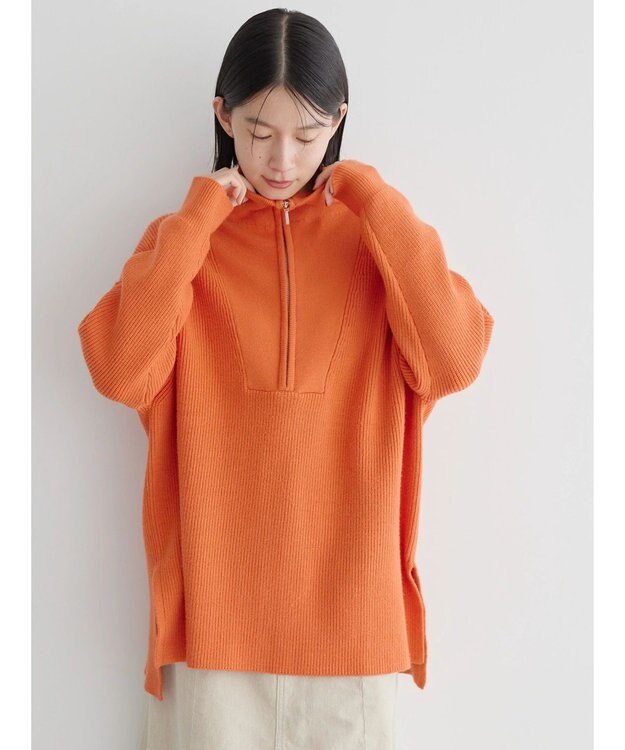 AMERICAN HOLIC バイパチハーフＺＩＰ片畦ニットプルオーバー　 Orange