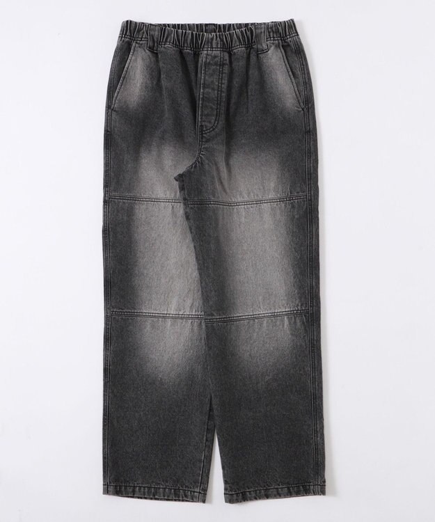 WEGO 【ウエストゴム/MLサイズ展開】ージーダブルニーパンツ デニムブラックソノタ