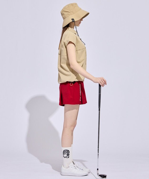 PW CIRCULUS 【WOMEN】ボックスプリーツショーツ ゴルフウェア レディース レッド系