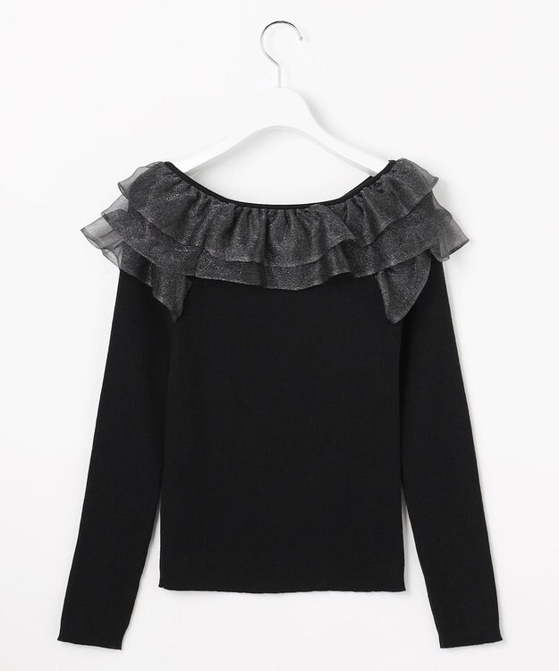 Feroux 襟フリル ニット ブラック系