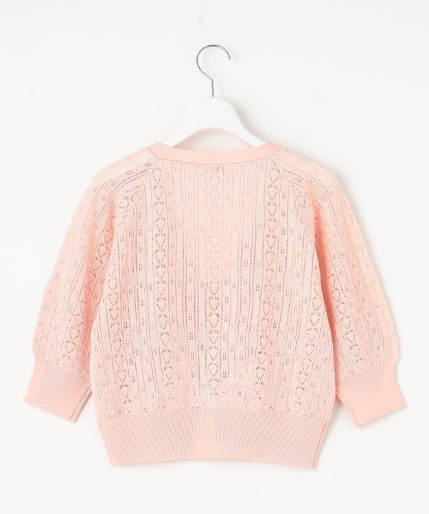 Feroux 【ご好評につき今季も登場！・洗える】透かし編み カーディガン ピンク系