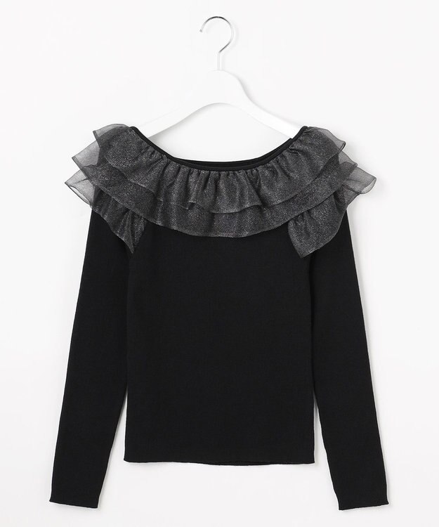 Feroux 襟フリル ニット ブラック系