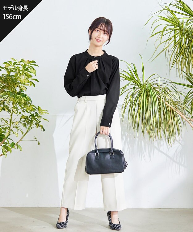 Tiaclasse L 【新色追加・洗える】センタープレスワイドパンツ アイボリー