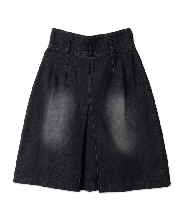WEGO ヴィンテージウォッシュデニムプリーツミドルスカート ブラック