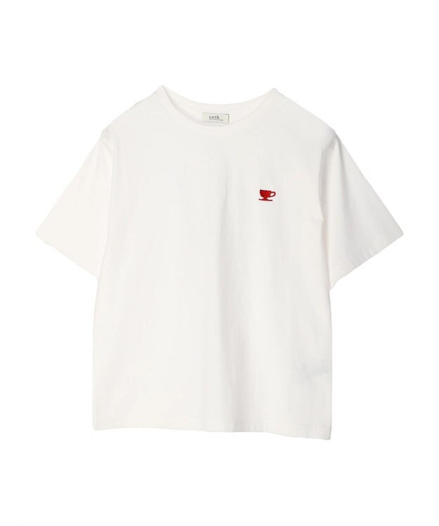earth music&ecology レトロ喫茶プリントＴｅｅ Off White