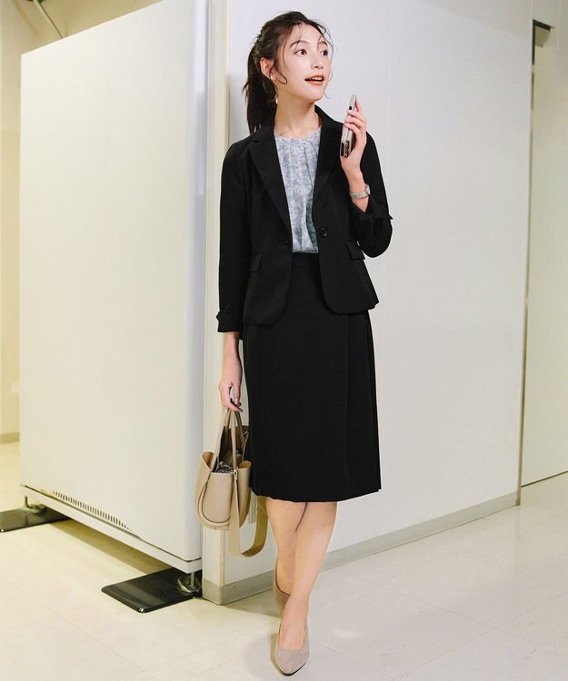 Tiaclasse L 【ダブルクロス】テーラードジャケット ブラック